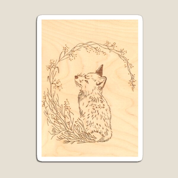 Item preview, patterned fox botanical rustic shabby chic wooden art designed and sold by Born-to-design.