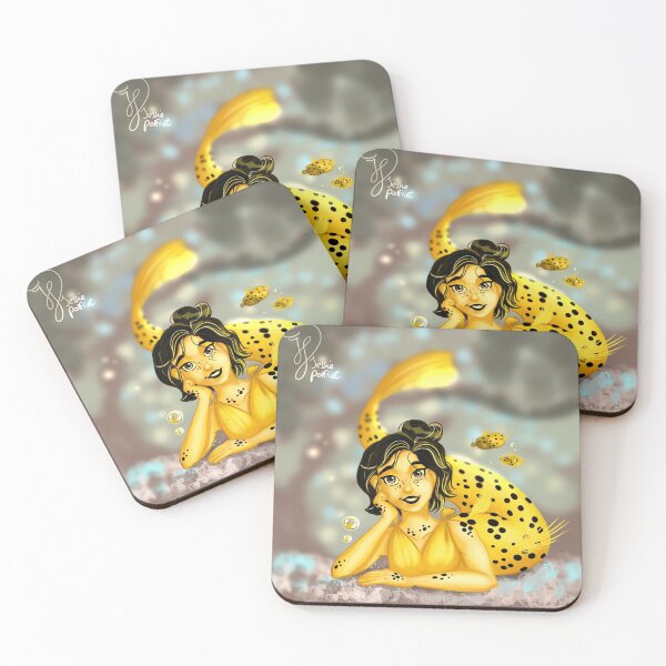 Item preview, A yellow black dotted boxfish mermaid designed and sold by DigitalCloud.