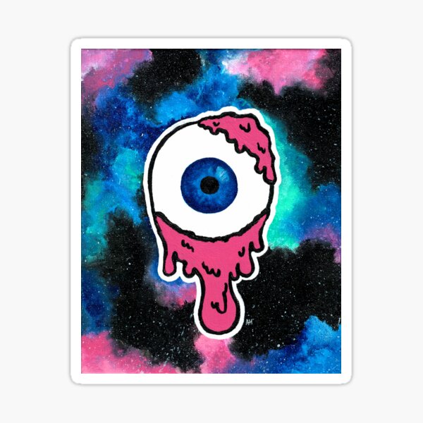 Eyeball Dripping Goo in front of Nebula Sticker