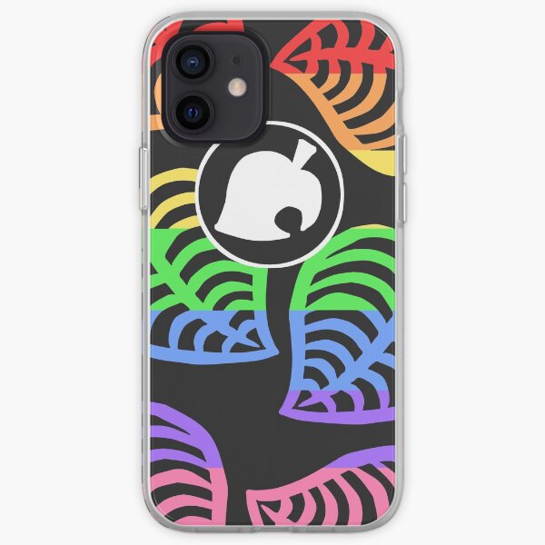 Orgullo gay Nookphone Animal Crossing New Horizons Rainbow Blanco y negro Funda blanda para iPhone