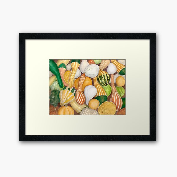 Fall Gourds - Realistic Watercolor Framed Art Print