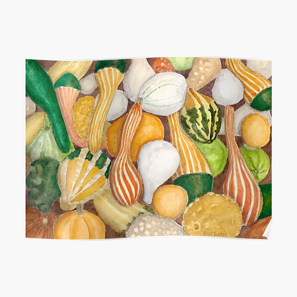 Fall Gourds - Realistic Watercolor Poster