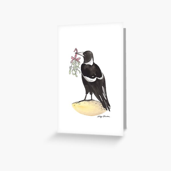 Christmas Magpie Greeting Card