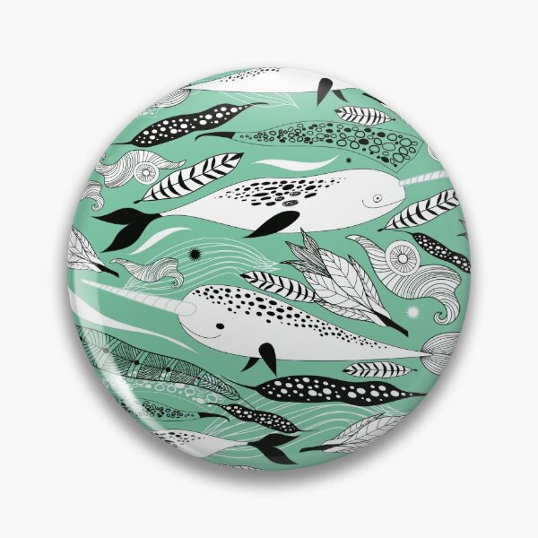 Item preview, Narwhals Feathers In Green designed and sold by Pink Pineapple Works.