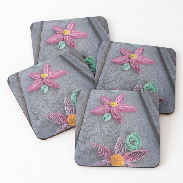 Item preview, pinked quilled spring flowers on barnwood designed and sold by Stephanie  Skeem.