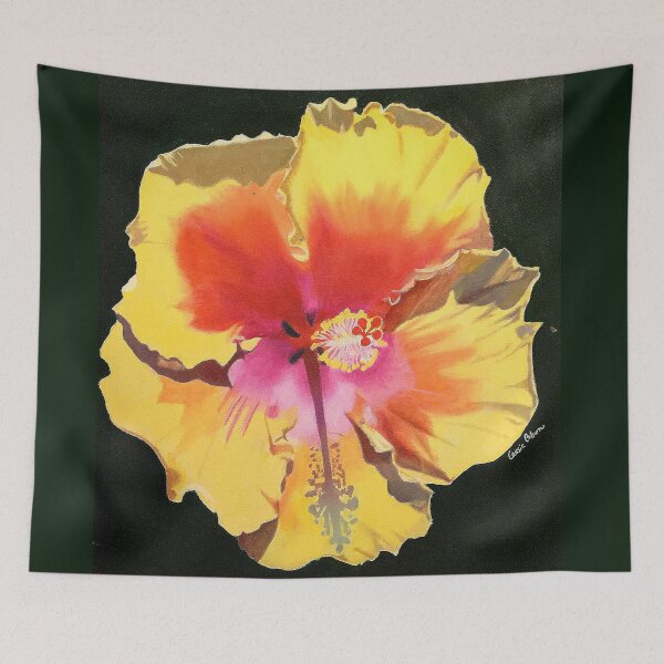 Aperçu de l'œuvre Hibiscus Tropical Coucher De Soleil Jaune créée et vendue par Cassign.