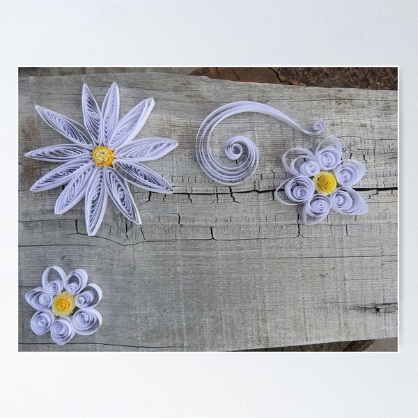 white Quilled flowers  Poster for Sale by Stephanie Skeem