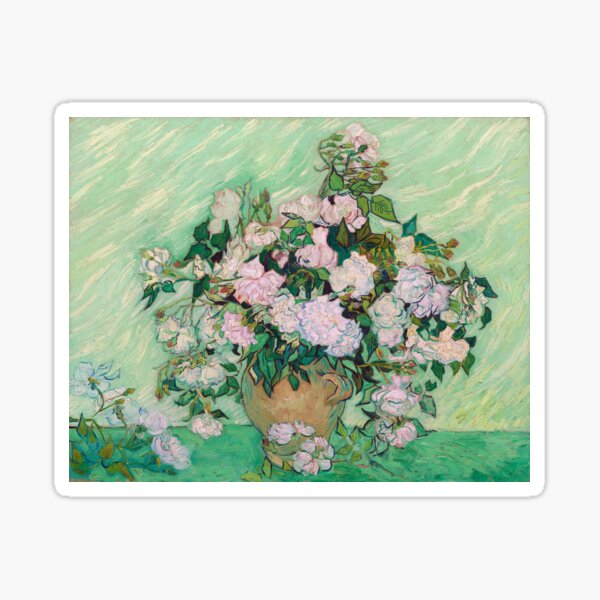 Vista previa del artículo con la obra «Rosas rosadas Van Gogh», diseñado y vendido por VintageArchive.