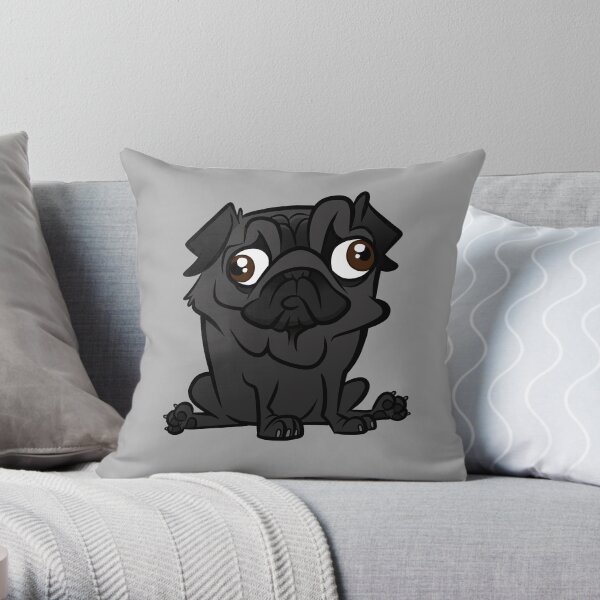 Black Pug Throw Pillow
