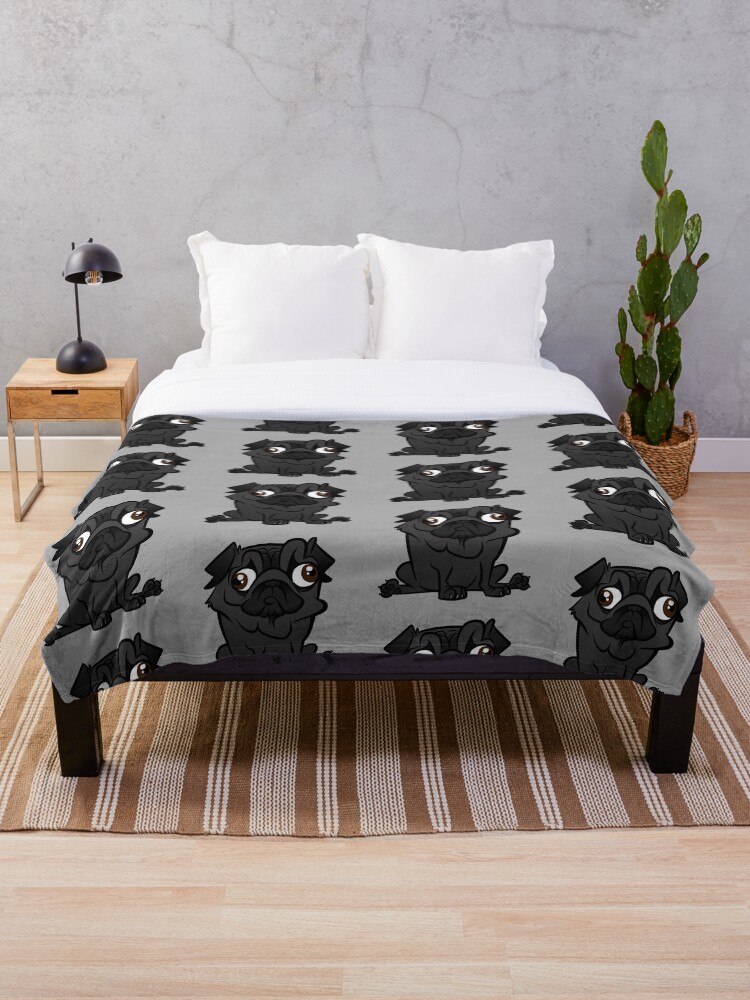 black pug throw blanket