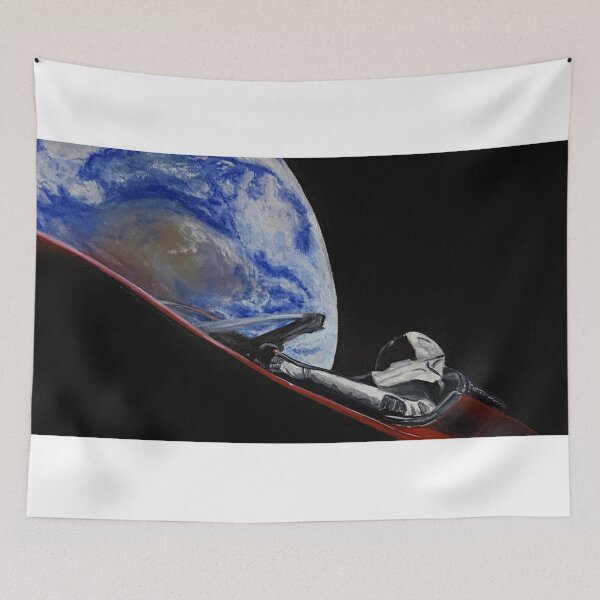 Artikelvorschau, spacex roadster, weltraum, elon moschus, erde, astronauten, cool, dope, poster, geschichte, malerei, druck, dekor entworfen und verkauft von spacesbydee.