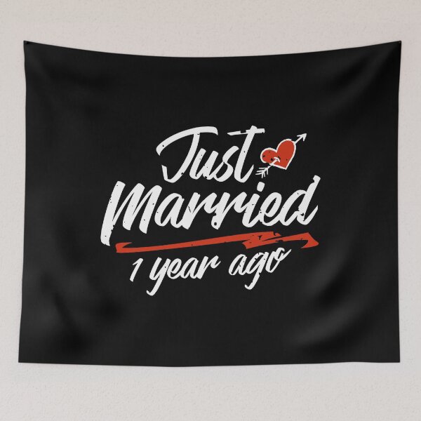 Item preview, Just Married 1 Year Ago Funny Wedding Anniversary Gift for Couples. Novelty way to celebrate a milestone anniversary designed and sold by Orange Pieces.