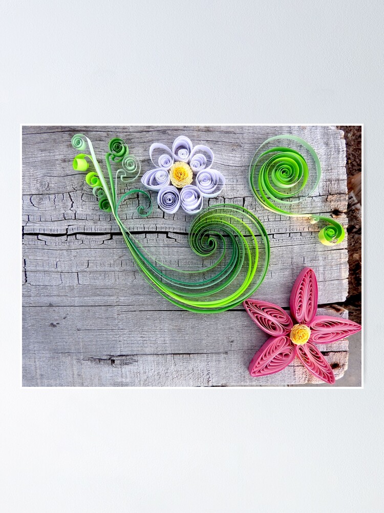 white Quilled flowers  Poster for Sale by Stephanie Skeem