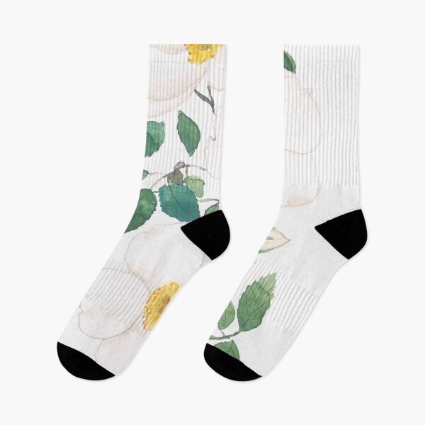 Item preview, white wild Rosa rubiginosa watercolorhand painted  designed and sold by ColorandColor.