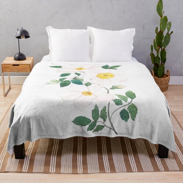 Item preview, white wild Rosa rubiginosa watercolorhand painted  designed and sold by ColorandColor.