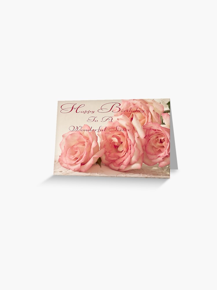 Carte De Vœux Carte De Joyeux Anniversaire Roses Roses Par Sandrafoster Redbubble