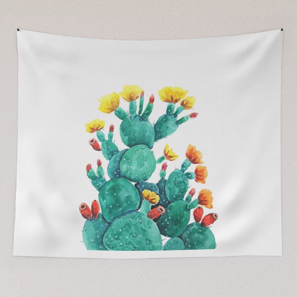 Item preview, hand painted flowering cactus watercolor arts  designed and sold by ColorandColor.