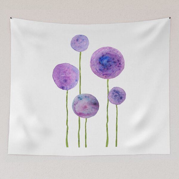 Item preview, hand painted abstract purple onion flowers designed and sold by ColorandColor.