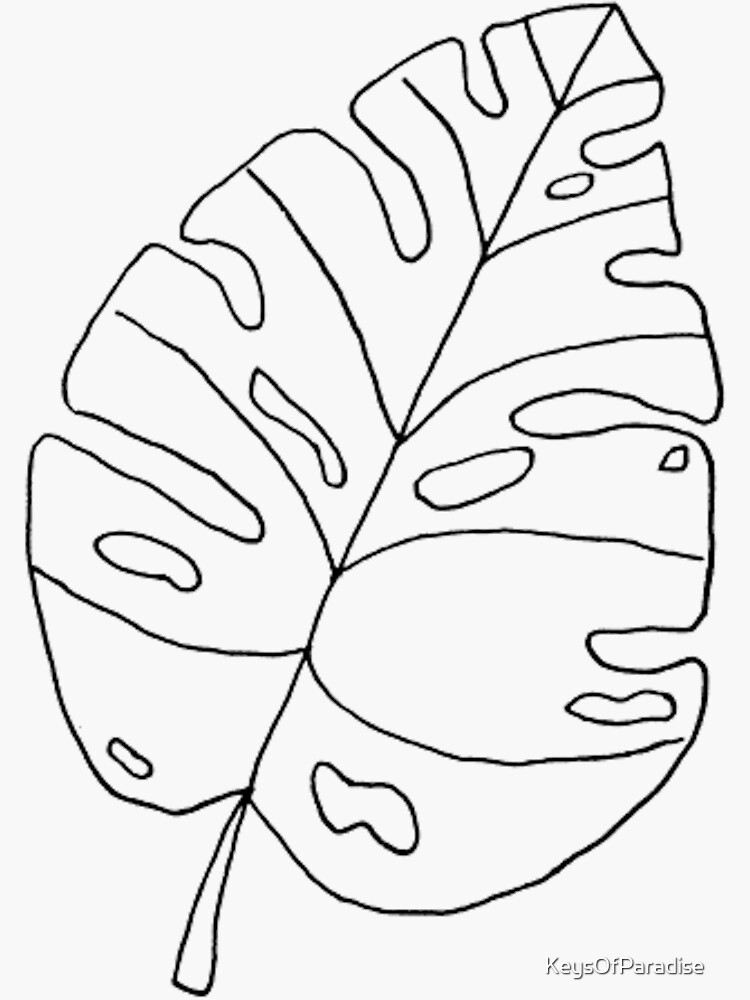 "Tropical Monstera Leaf Drawing" Sticker by KeysOfParadise | Redbubble