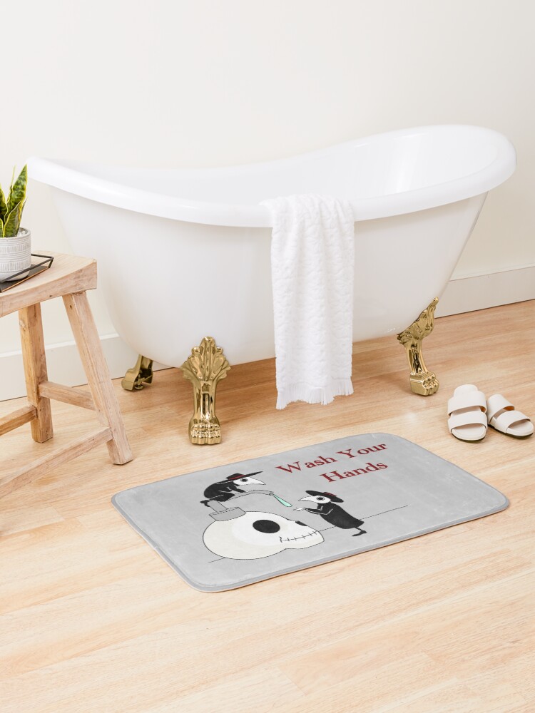 Thumbnail 2 of 6, Bath Mat, Wash your Hands! Plague doctors. designed and sold by HollyPierson.