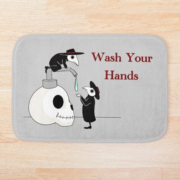 Wash your Hands! Plague doctors. Bath Mat
