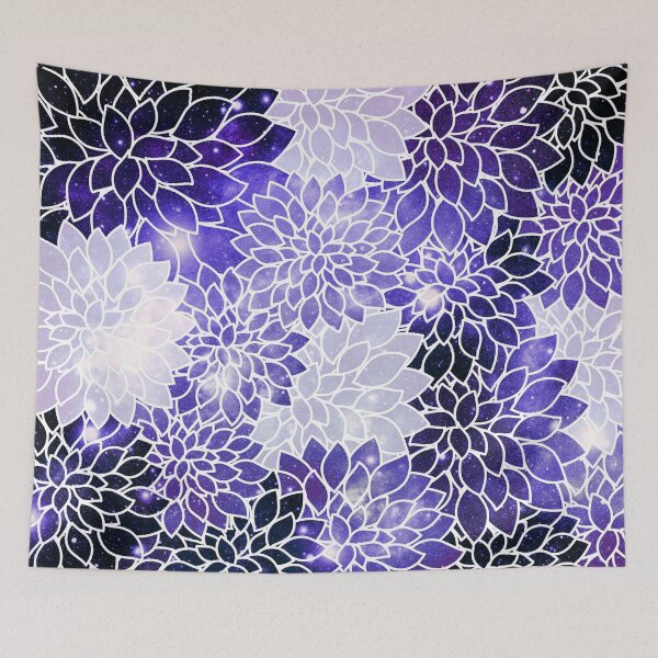 Item preview, Galaxy Space Dahlias Indigo Blue designed and sold by 2sweetsDesign.