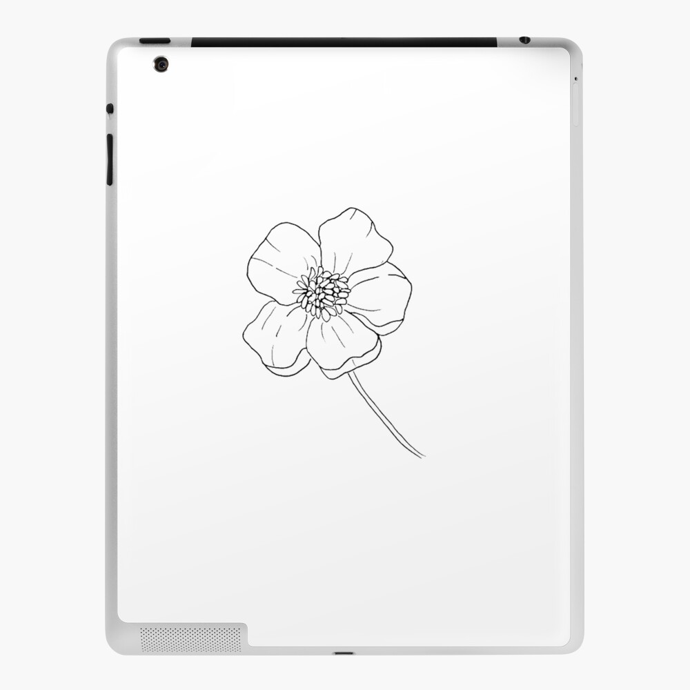 Graphite - TTCD1812-WHT - Buttercup Floral Sketch - White - Timeless  Treasures