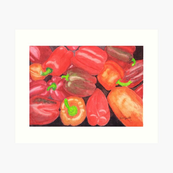 Sweet Peppers - Realistic Watercolor Art Print