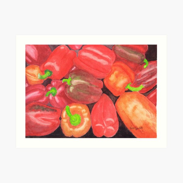 Sweet Peppers - Realistic Watercolor Art Print
