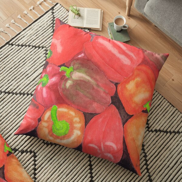 Sweet Peppers - Realistic Watercolor Floor Pillow
