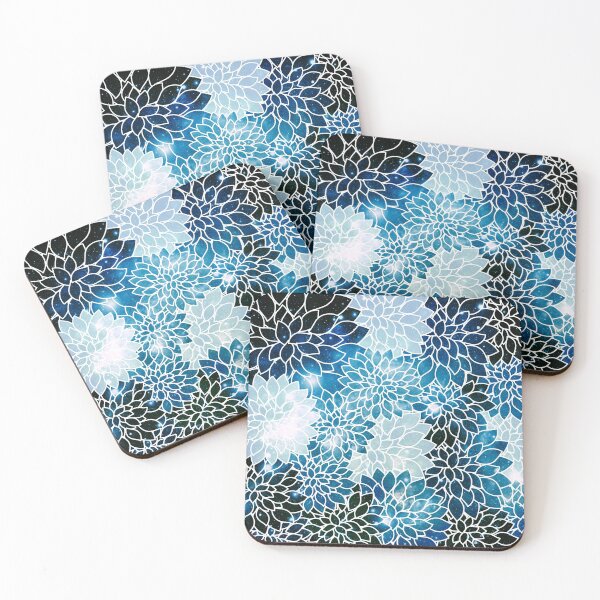 Item preview, Galaxy Space Dahlias Turquoise Blue Teal designed and sold by 2sweetsDesign.