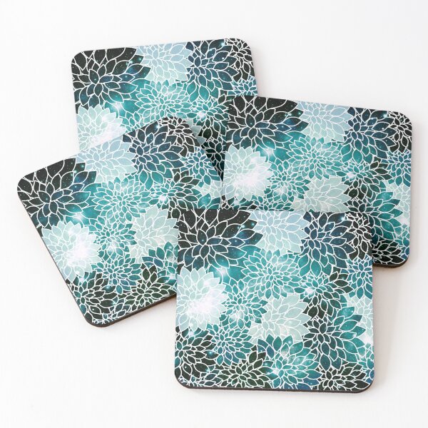 Item preview, Galaxy Space Dahlias Teal designed and sold by 2sweetsDesign.