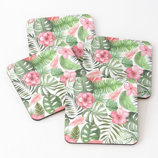 Item preview, Tropical Watercolor Flowers and Leaves designed and sold by Pink Pineapple Works.