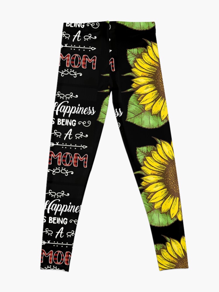 Disover Funny Mom Happiness is Being a Mom Gifts Sunflower Leggings