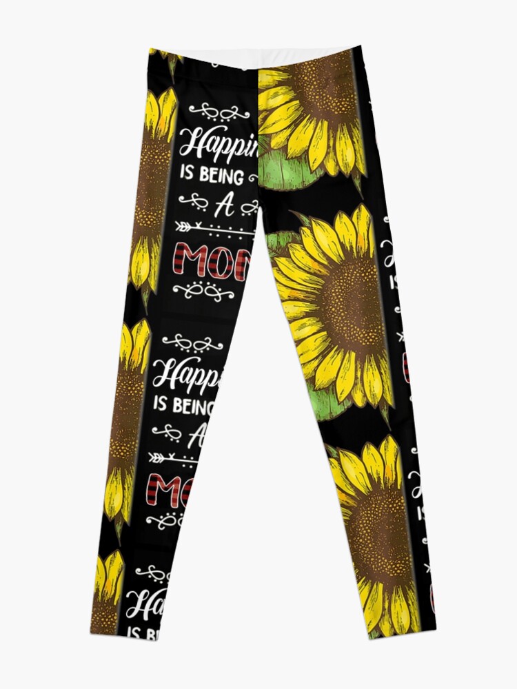 Disover Funny Mom Happiness is Being a Mom Gifts Sunflower Leggings