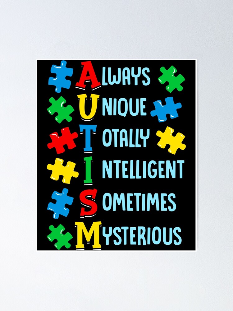 Autism Awareness Poster, Amazing, Unique, Thoughtful, Intelligent