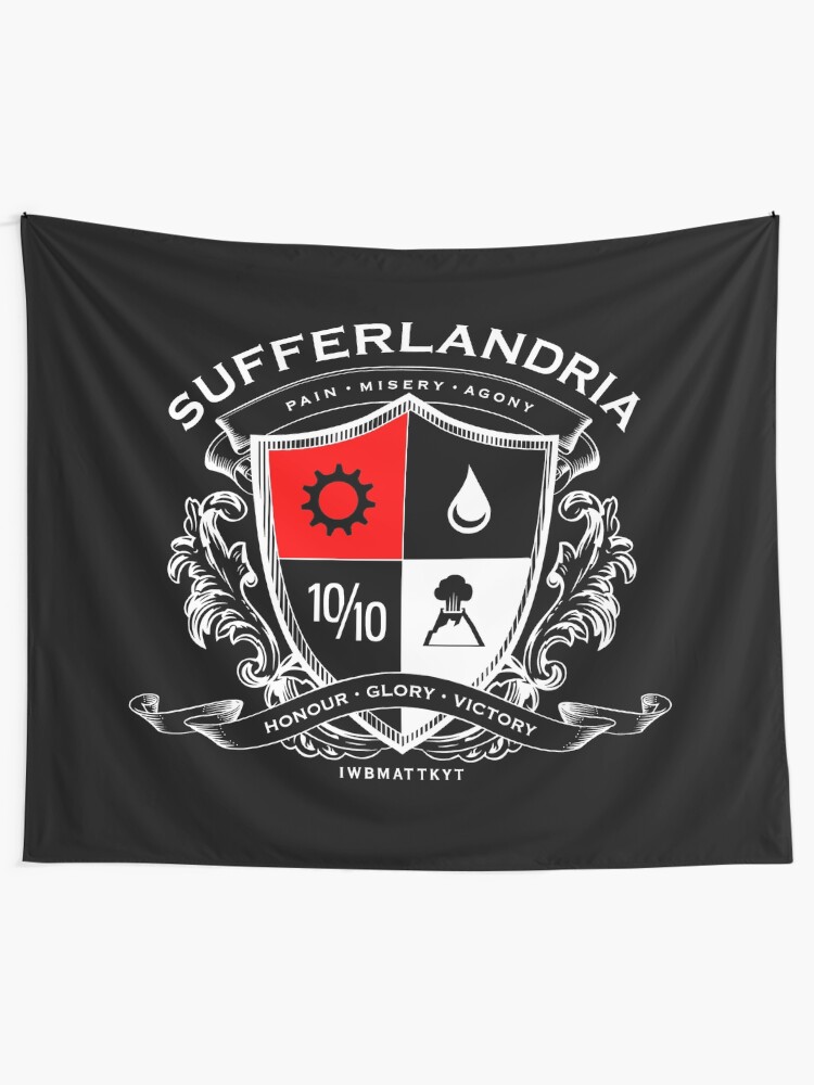Alternative Ansicht von Sufferlandria - Schmerz Elend Qual - Ehre Ruhm Sieg (Weiß) Wandbehang