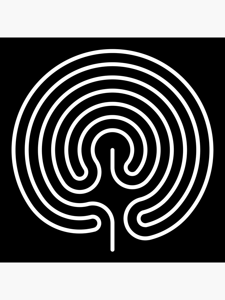 Classical labyrinth Ariadne’s thread - Black Background by rupertrussell