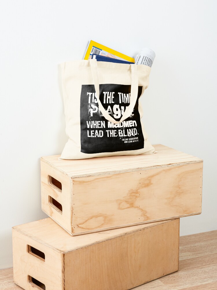 Thumbnail 4 of 5, Tote Bag, King Lear Plague Quote (White Version) designed and sold by Styled Vintage.