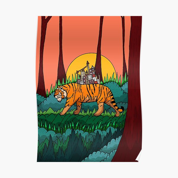 Triangular Tiger Abstract Framed Wall Art Print 9X7 In