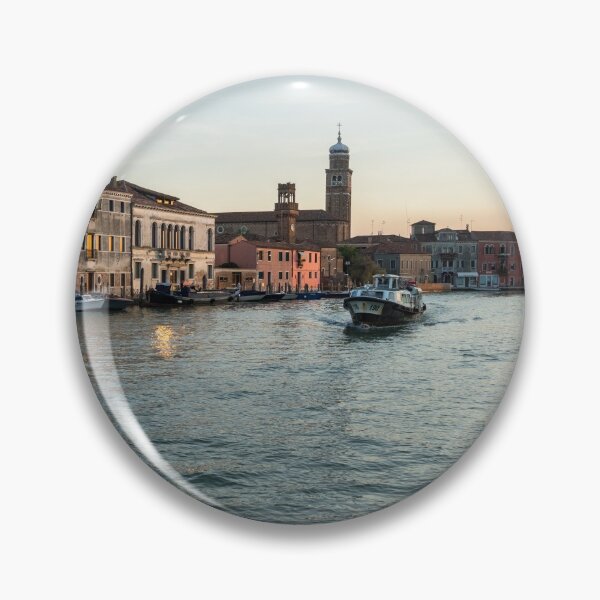 Item preview, Vibrant Murano Island - Shiny Sunset Vaporetto on the Grand Canal designed and sold by Georgia Mizuleva.