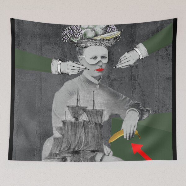 Item preview, Victorian Lady with Basket of Fruit and Ship designed and sold by KALEIDOSCOPE UK.