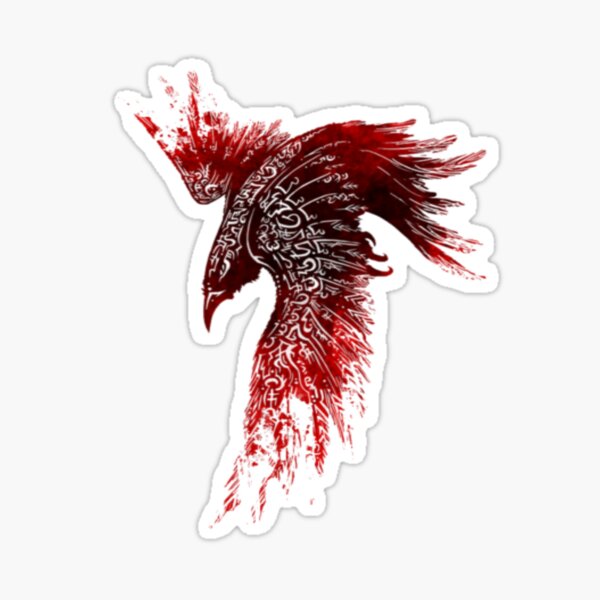 Viking Crow Raven Norse Symbols Vikings Fire Flames Sticker