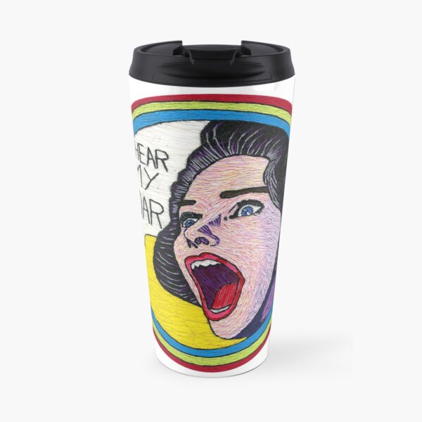 Pop Art, Advertising Art, Retro Art, Humorous Female Art, Feminist Art Travel Mug