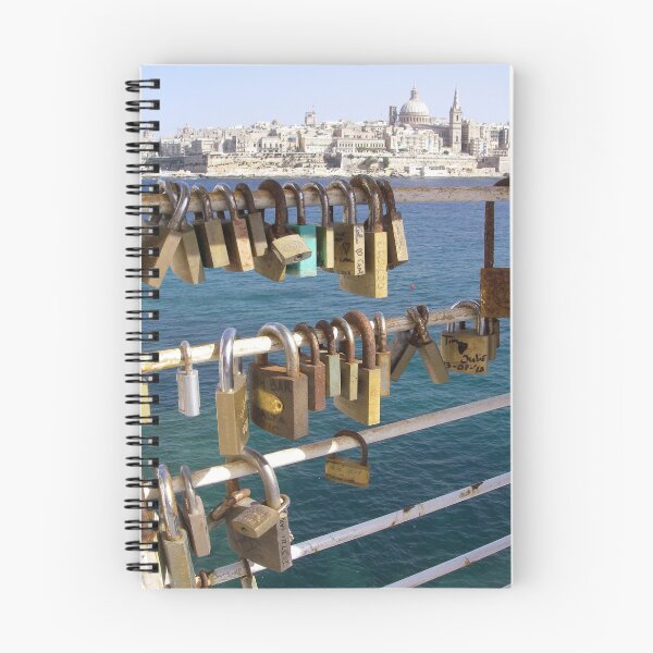 Item preview, Romantic Love Padlocks on Railings and Valletta Skyline designed and sold by HotHibiscus.