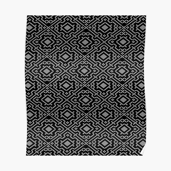 Guerrero Kene | Negro | Patrón de geometría sagrada Shipibo de David Ramirez Póster