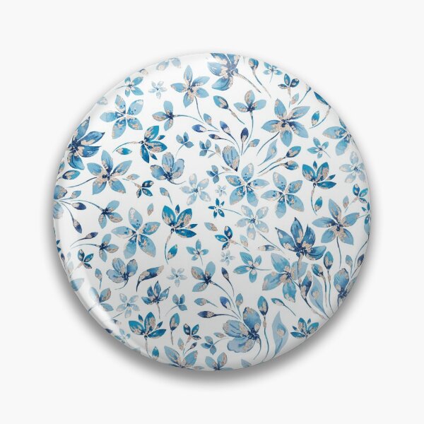 Item preview, Blue flowers and leaves with Goldleaf on white background designed and sold by IrinaIkar.