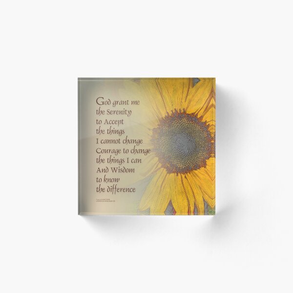 Serenity Prayer Sunflower Blend Acrylic Block