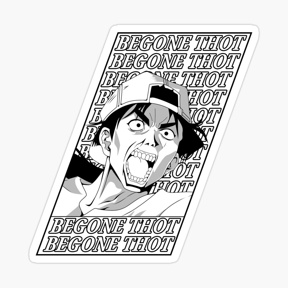 Golden Boy Anime Funny Sticker Meme Begone Thot Canvas Print By Luc1 Redbubble