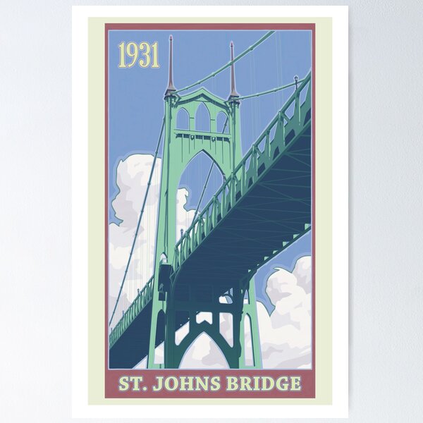 Item preview, Vintage St. Johns Bridge Travel Poster designed and sold by mitchfrey.